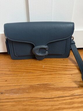 Coach Tabby Pebbled Leather Crossbody Wallet OJ925 - Steel Blue